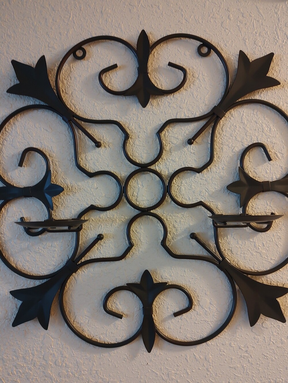 Metal Scroll Wall Candle Sconce Decor - Gray Ornamental Iron Design